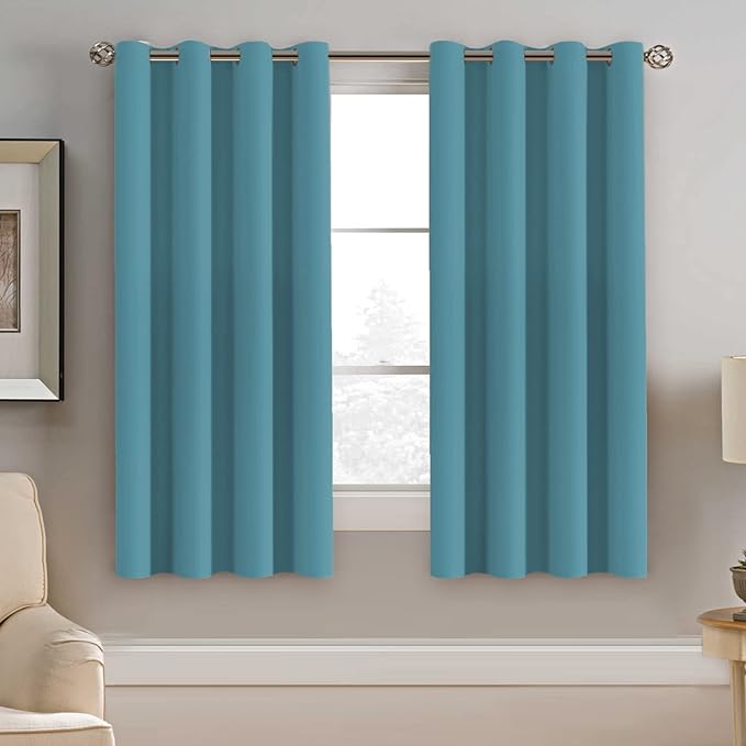 H.VERSAILTEX Blackout Curtain for Living Room Thermal Insulated Window Treatment Curtain Extra Long 63 inch Length Energy Saving Solid Grommet Top Blackout Drape, One Panel, Storm Blue, 52" W x 63" L