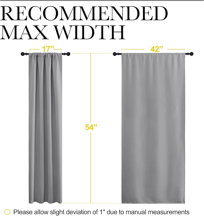 NICETOWN Short Curtains for Small Window - Home Decoration Thermal Insulated Rod Pocket Blackout Blinds & Drapes for Small Windows (Silver Grey, 2 Panels, W42 x L54 -Inch)