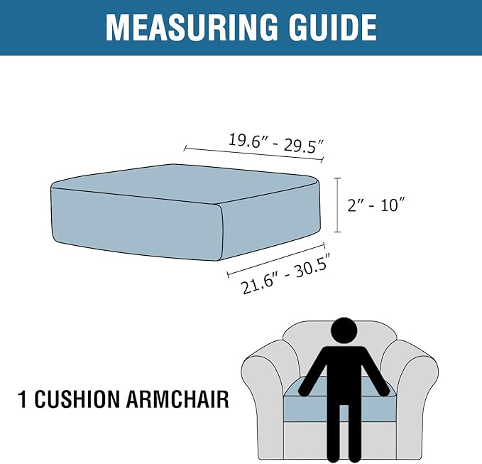 H.VERSAILTEX Velvet Stretch Couch Cushion Cover Plush Cushion Slipcover for Chair Cushion Furniture Protector Seat Cushion Sofa Cover (1 Piece Armchair Cushion Covers, Ivory)