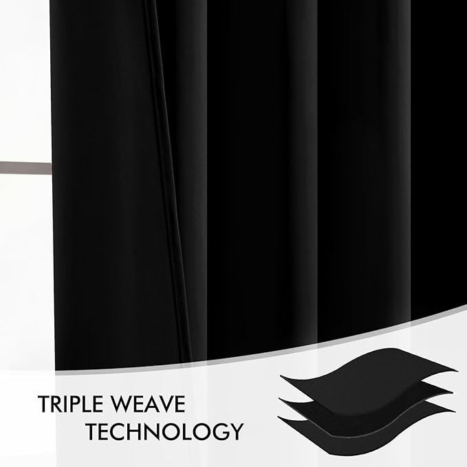 MIULEE Black Back Tab Blackout Curtains 98 Inch Length 2 Panels Set for Living Room Bedroom Privacy, Halloween Rod Pocket/Pinch Pleat Thermal Insulated Room Darkening Pleated Light Blocking Drapes