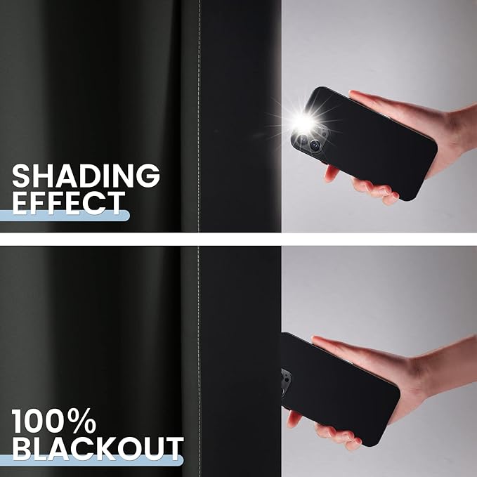SimpleHome Ombre 100% Blackout Curtains for Bedroom, Full Light Blocking Black and Greyish White Curtains, Thermal Insulated Grommet Window Drapes for Living Room,2 Panels, 52x72 inches Length