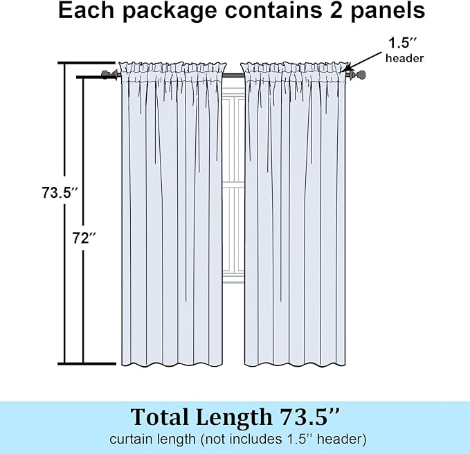 Simplebrand Cream Sheer Curtains 72 Inches Long 2 Panels for Living Room, Rod Pockets Airy Window Treatments Voile Sheer Curtains Panels Lightweight for Front Back Patio Glass Door, 42" Width