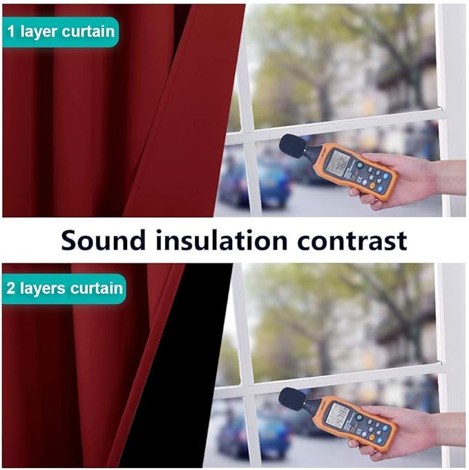 NICETOWN 100% Blackout Window Curtain Panels, Burgundy Red, 2 Pieces, 42-inch Wide Per Panel, Full Light Blocking Drapes with Black Liner for Nursery, 72-inch Drop Thermal Insulated Draperies