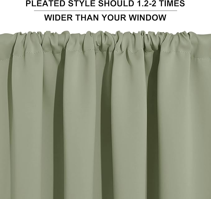 RYB HOME Large Blackout Curtains for Bedroom 84 inches Long 2 Panels Set, Privacy Thermal Insultaed Sunlignt Heat Blocking Drapes for Sliding Patio Door, Width 70 by Length 84, Sage Green