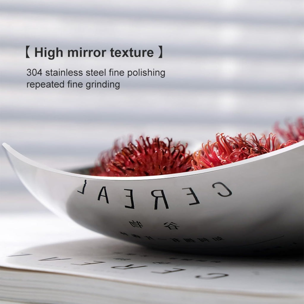 Premium Candy Bowl, Stanless Steel Decorative Bowl,Candy Dish for Office Desk, Key Bowl For Entryway Table, Silver Tray-Hand Mirror Polished -7.8 Inches