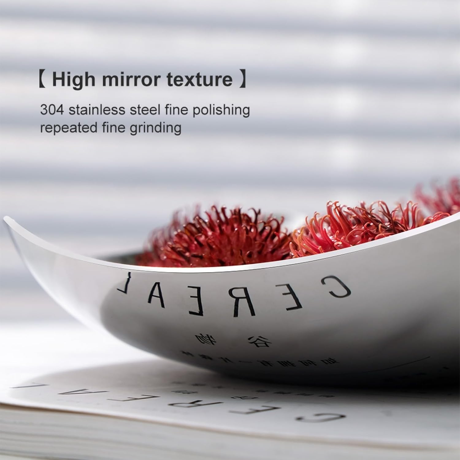 Premium Candy Bowl, Stanless Steel Decorative Bowl,Candy Dish for Office Desk, Key Bowl For Entryway Table, Silver Tray-Hand Mirror Polished -7.8 Inches