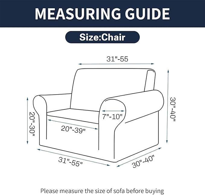 Cupuamon 2026 New Stretch Chair Sofa Slipcovers Couch Cover for 1 Seater Furniture Protector Sofa Covers with Elastic Bottom Jacquard Fabric Small Checks for Pets, Kids - Grey