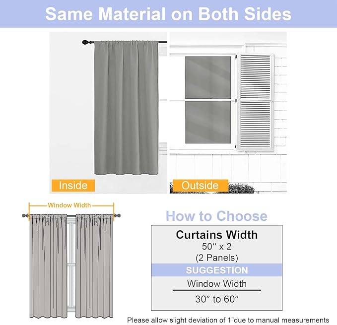 Simplebrand Ava Light Grey Blackout Curtains for Bedroom 90 Inches Long 2 Panels Set, Solid Privacy Energy Saving Living Room Window Treatment Curtains Blackout Drapes, W50 x L90 Inch, Light Grey