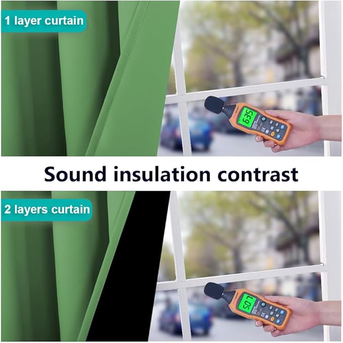 NICETOWN Forest Green Full Shade Curtain Panels, Pair of Thermal Insulated & Energy Efficiency Blackout Drapes for Living Room, Lined Silky Performance Window Dressing (37" Wide x 84" Long, Gray)