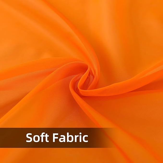 youleyar Solid Sheer Rod Pocket Curtain Voile Draperies 2 Panels Orange Beige Black Grey Coffee 70 Inch Width 84 Inch Long 1 Pair for Kitchen Bedroom Children Living Room Yard(Orange,70Wｘ84L)