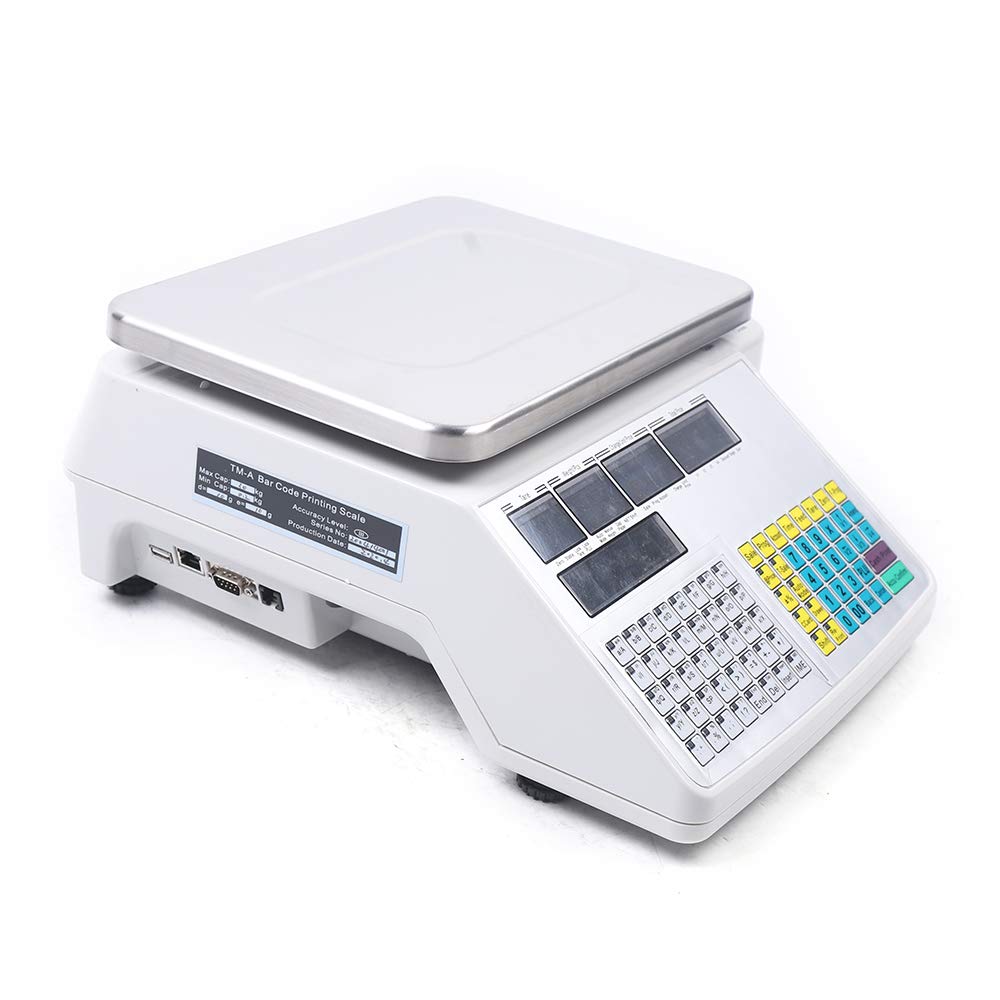 Commercial Digital Price Computing Scale with Thermal Label Printer, Electronic Weight Scale Price Computing Retail Food Meat Scale for Supermarkets, Grocery, 66Lbs Capacity