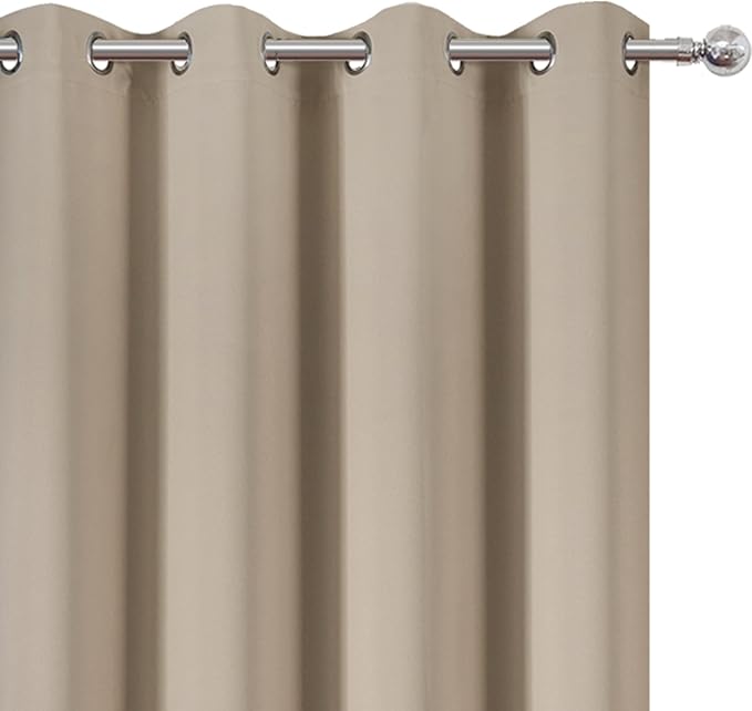 LEMOMO Blackout Curtains 66 x 72 Inch Long Khaki Curtains Set of 2 Panels Room Darkening Curtains for Bedroom and Living Room