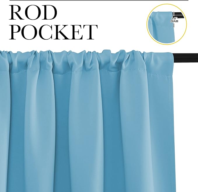 NICETOWN Blackout Curtains Window Draperies - Window Treatment Thermal Insulated Solid Room Darkening Drapes for Bedroom (Teal Blue, Set of 2, 42 by 84 inches Long)
