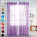 youleyar Solid Sheer Rod Pocket Curtain Voile Draperies 2 Panels White Beige Black Grey Coffee 52 Inch Width 45 Inch Long 1 Pair for Kitchen Bedroom Children Living Room Yard (Lavender,52Wｘ45L)