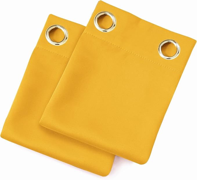 LEMOMO Yellow Blackout Curtains 42 x 54 Inch Length Set of 2 Panels Grommet Bedroom Curtains for Living Room