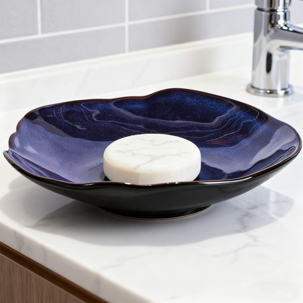 Blue Ceramic Decorative Bowl –8.3" Small Trinket Dish, Fruit Bowl, Candy Dish, Key Bowl for Entryway Table, Jewelry & Ring Dish, Porcelain Catchall Dish for Kitchen, Bedside, Living Room Home Decor