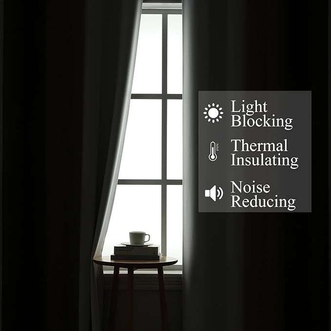 Estelar Textiler Brown and Greyish White Ombre Blackout Curtains for Bedroom, Thermal Insulated Gradient Blackout Drapes, Full Room Darkening Energy Saving Curtains for Living Room, 42Wx84L, 2 Panels