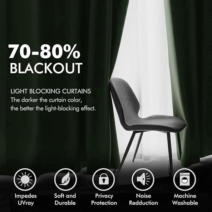 MIULEE Velvet Curtains Olive Green Elegant Grommet Curtains Thermal Insulated Soundproof Room Darkening Curtains/Drapes for Classical Living Room Bedroom Decor 52 x 63 Inch Set of 2