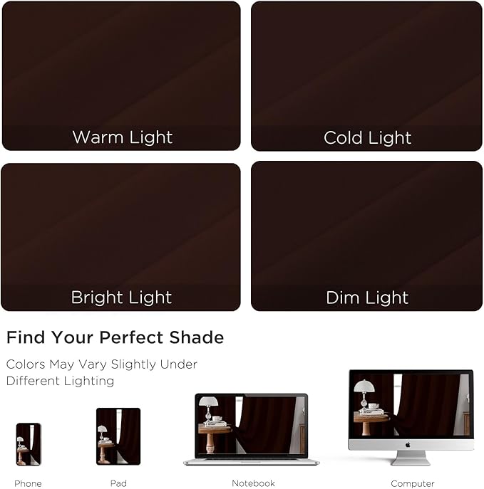 CUCRAF Blackout Curtains 63 inch Length 2 Panels Set, Rod Pocket Room Darkening Drapes for Bedroom Living Room, Insulated Thermal Light Blocking Window Curtain (W52 x L63 Inch, Chocolate)
