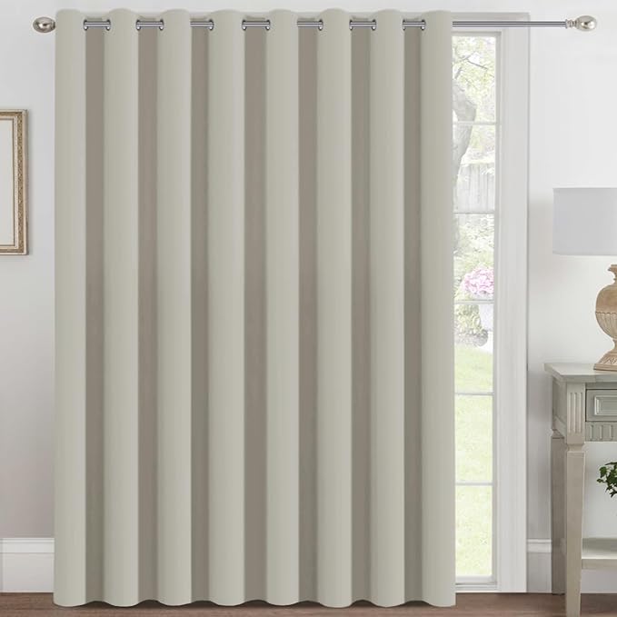 H.VERSAILTEX Blackout Patio Curtains 100 x 84 Inches for Sliding Door Extral Wide Blackout Curtain Panels Thermal Insulated Room Divider - Grommet Top, 7' Tall by 8.5' Wide - Pale Oak