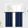 RYB HOME Kitchen Blackout Curtains Over Sink 36 inch Length, Rod Pocket Summer Light UV Blocking Energy Efficient, Cabinet Shelf Cupboard Coverings, Width 29 by Length 36, Navy Blue, 2 Panels