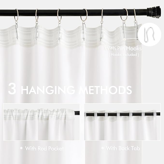 MIULEE Pure White Back Tab Blackout Curtains 120 Inch Long 2 Panels Set for Bedroom, Rod Pocket/Pinch Pleated Extra Long Thermal Insulated Living Room Darkening Light Blocking 10FT Drapes