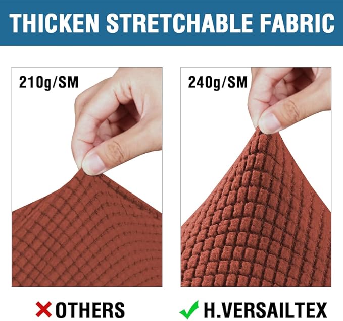 H.VERSAILTEX 4 Piece Stretch Sofa Covers for 3 Cushion Couch Covers Furniture Slipcovers for Living Room (1 Base Cover Plus 3 Seat Cushion Covers) Thicker Jacquard Fabric Cover (XL Sofa, Rust)