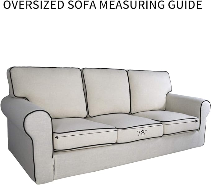 PureFit Reversible Quilted Sofa Cover, Water Resistant Slipcover Furniture Protector, Washable Couch Cover with Non Slip and Elastic Straps for Kids, Pets (Oversized Sofa, Black/Black)
