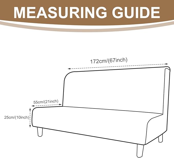 U-NICE HOME Stretch Futon Cover Armless Bed Slipcover - Soft Jacquard Fabric Washable for Pet Friendly, Beige