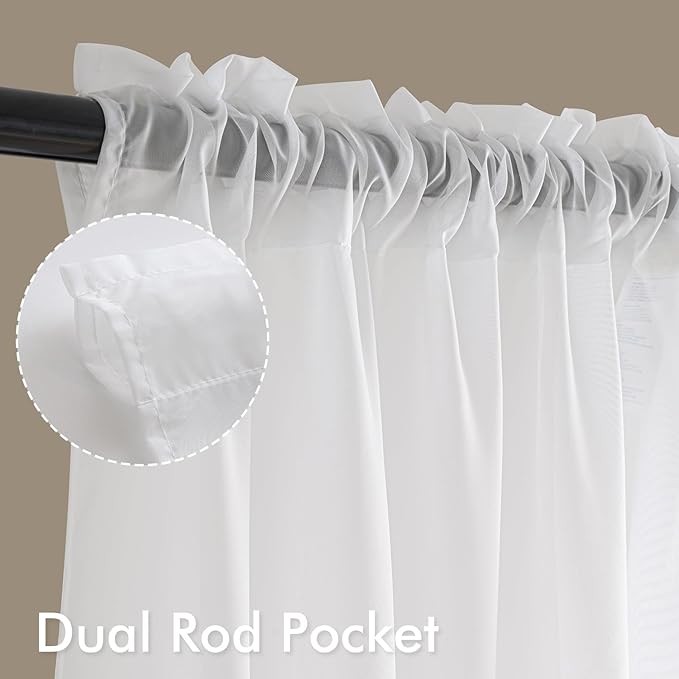 MIULEE White Sheer Curtains 94 Inches Long, 4 Panels Set, Light Filtering Voile Rod Pocket Drapes, Airy Soft Fabric Window Treatments for Living Room and Bedroom, 42 x 94 Inches