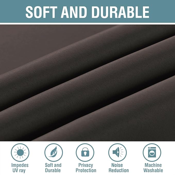 H.VERSAILTEX Blackout Curtains for Bedroom 63 Inches Length Thermal Insulated Curtain Energy Efficient Curtain Small Window Blackout Drapes for Winter Season, 1 Panel, Chocolate Brown, 52" W x 63" L