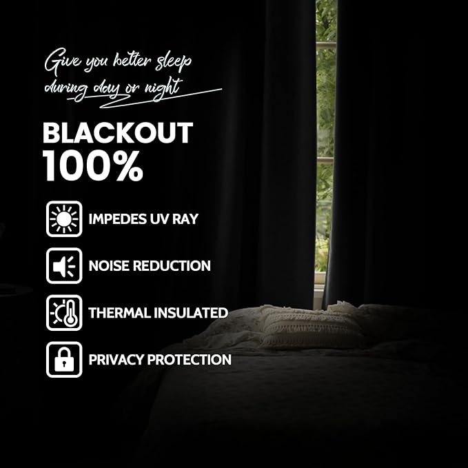 Yakamok Dove Grey 100% Blackout Curtains Grommet Window Treatments with 2 Thick Layers-Light Gray Room Darkening Thermal Insulated Drapes Set of 2 for Bedroom Living Room 52 Inches by 84 Inches length