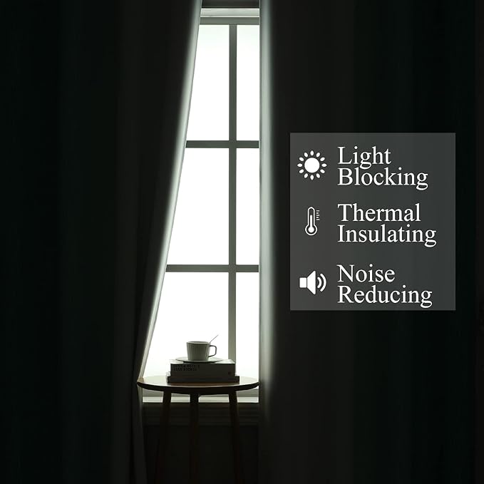 Estelar Textiler Teal and Grayish White Blackout Curtains 108 Inches Long, Thermal Insulated Drapes for Bedroom, Full Light Blocking Energy Saving Long Curtains for Living Room, 52Wx108L, 2 Panels