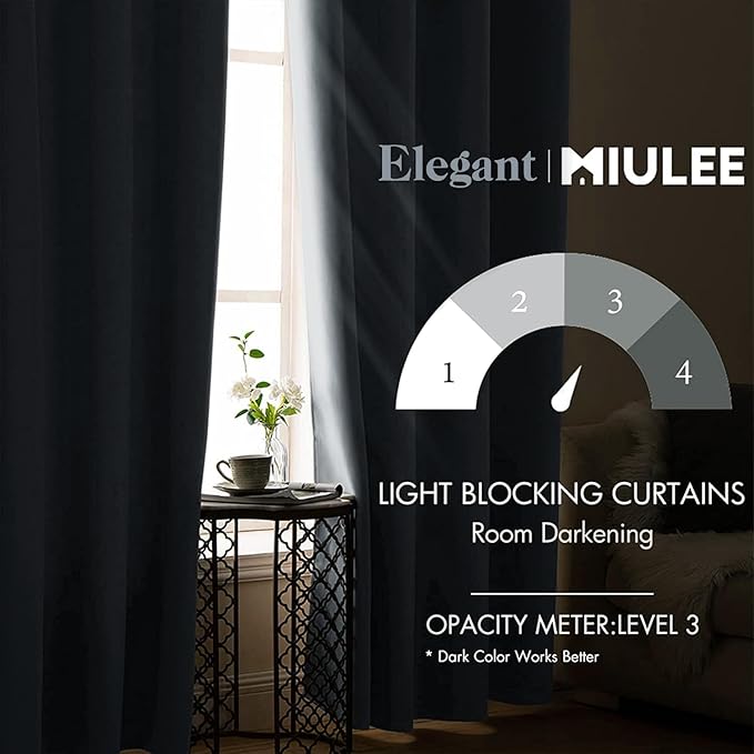MIULEE Blackout Room Darkening Curtains Thermal Insulated Drapes Solid Window Treatment Set Grommet Top Light Blocking Curtain for Living Room/Bedroom 2 Panels 52 x 84 inch Length Light Blue