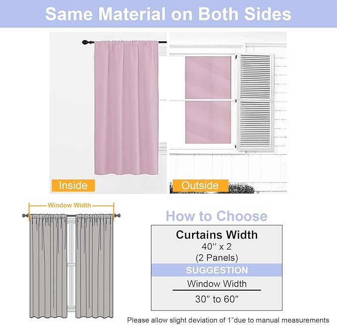 Simplebrand Ava Pink Blackout Curtains for Bedroom 96 Inches Long 2 Panels, Solid Thermal Insulated, Energy Saving Nursery Window Treatment Curtains Blackout Drapes, W40 x L96 Inch, Pink