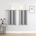 ChrisDowa Small Window Curtains for Kitchen and Bedroom - Grommet Short Thermal Insulated Room Darkening Curtains (2 Panels, Light Grey, 36 x 24 Inch)