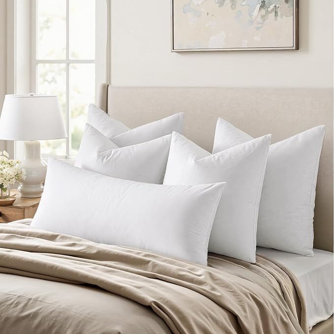 MIULEE Feather Pillow Insert 28x28, Decorative Down Feather Fluffy Throw Pillow Cotton Fabric for Living Room Sofa Bed