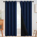 SimpleHome 100% Blackout Curtains for Bedroom,Thermal Insulated Grommet Window Drapes Room Darkening Navy Blue Curtains for Living Room with Black Back,52 x 96 Inch,2 Panels