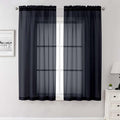 Lecloud Black Sheer Curtains 68 Inch Length 2 Pcs, Light Filtering Rod Pockets Window Curtains for Bedroom, Soft Voile Solid Home Drapes for Living Room Bathroom Loft, Each Panel 42" W x 68" L
