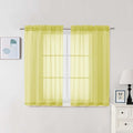 Chyhomenyc Lemon Sheer Curtains 45 Inch Long 2 Panels, Light Filtering Short Soft Airy Short Cafe Curtains, Modern Rod Pocket for Dinning Living Room Bedroom, 42Wx45L Inches
