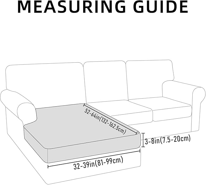 hyha Waterproof Sectional Couch Covers, Non Slip Sofa Couch Cushion Covers L Shape, Thick Stretch Jacquard Fabric, Washable Sofa Slipcovers with Elastic Bottom (1 Piece for Chaise, Lake Blue)