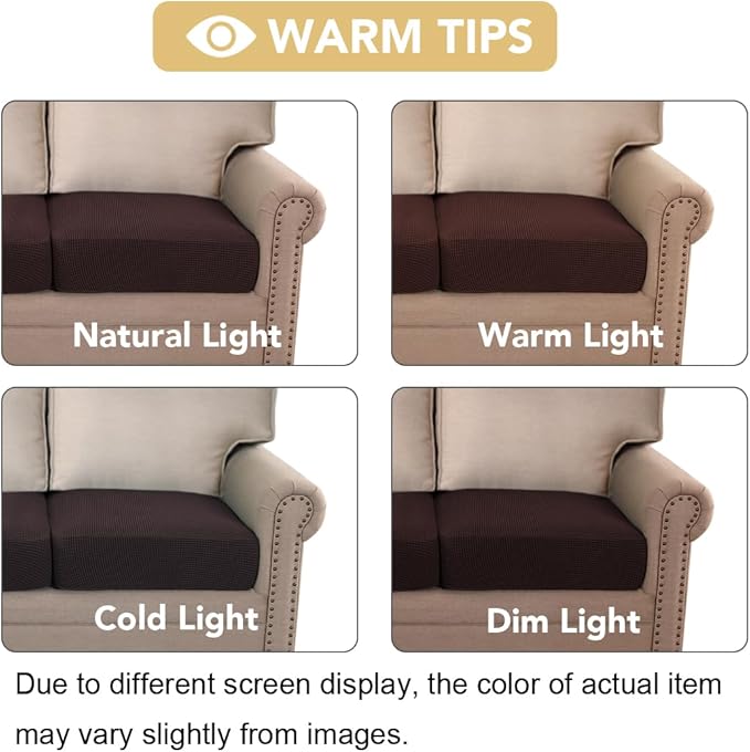 H.VERSAILTEX High Stretch Couch Cushion Covers,Chair Sofa Seat Slipcovers Couch Cushion Cover Stretch Furniture Protector for Kids, Pets(2 Packs Cushion Loveseat Covers, Chocolate)