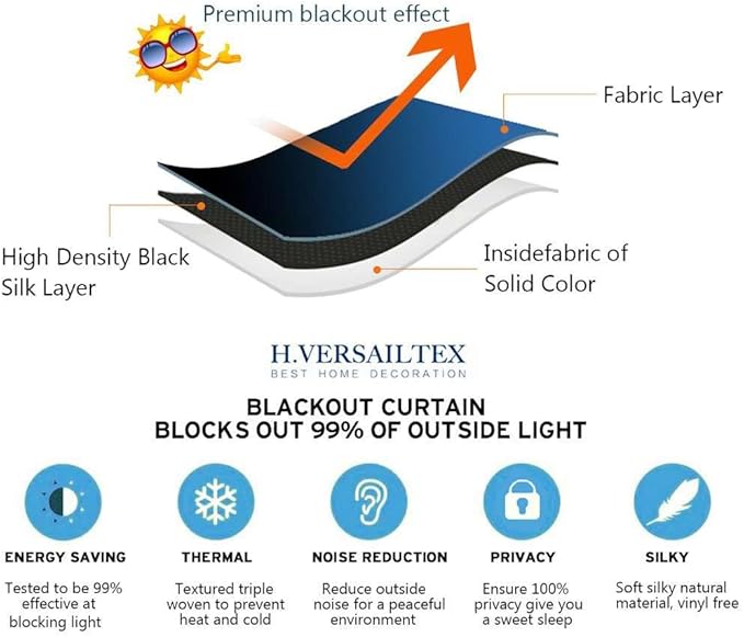 H.VERSAILTEX Blackout Patio Curtains 100 x 108 Inches for Sliding Door Extral Wide Blackout Curtain Panels Thermal Insulated Room Divider - Grommet Top, 9' Tall by 8.5' Wide - Rust