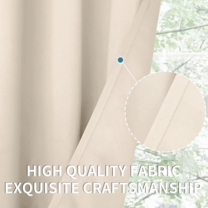 BGment Blackout Curtains - Grommet Thermal Insulated Room Darkening Bedroom and Living Room Curtains, Set of 2 Panels (52 x 84 Inch, Champagne)