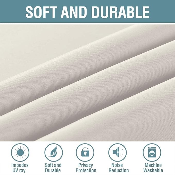 H.VERSAILTEX Light Blocking Curtain for Living Room Thermal Insulated Window Treatment Panel/Drape for Dining Room, Elegant Soft Curtain for Bedroom Grommet Top One Panel (Ivory - 52x90 Inches)