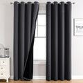 ChrisDowa 100% Blackout Curtains 90 inch Long for Bedroom with Black Liner, 2 Thick Layers Total Blackout Thermal Insulated Grommet Long Window Curtains 2 Panels Set (Dark Grey, 52 x 90 Inch)