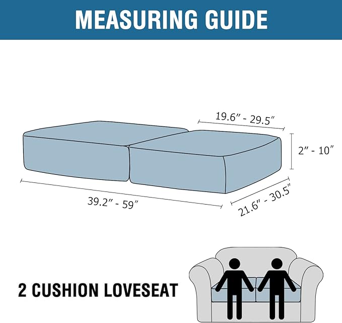 H.VERSAILTEX Velvet Stretch Couch Cushion Cover Plush Cushion Slipcover for Chair Loveseat Sofa Cushion Furniture Protector Seat Cushion Sofa Cover (2 Piece Medium Sofa Cushion Covers, Black)