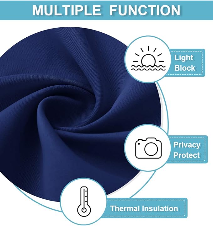 RYB HOME 54 inch Blackout Curtains for Living Room, Rod Pocket Thermal Insulated Small Window Drapes Room Darkening Shades for Bedroom Studio Dorm, W 42 x L 54 inch, Set of 2 Panels, Marine Blue