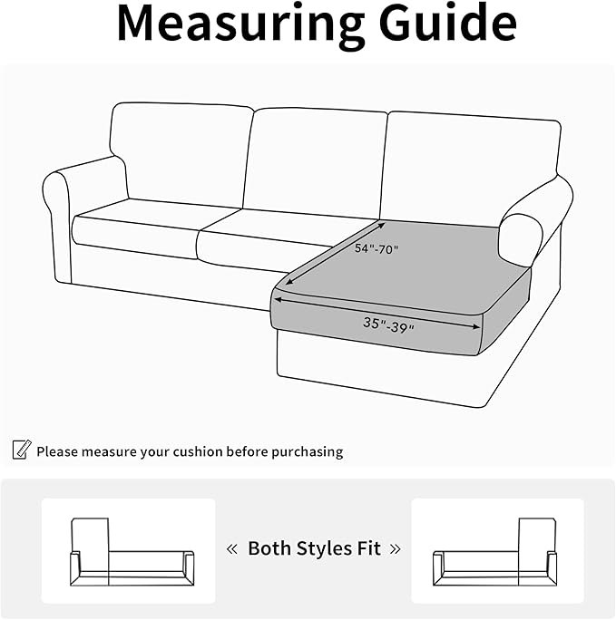 Easy-Going Stretch Sectional Couch Covers 1 Piece Chaise Lounge Slipcover L Shape Separate Cushion Couch Seat Chaise Cover for Both Left/Right Sectional Couch Dark Gray