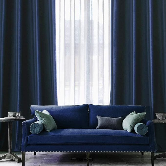 MIULEE 2 Panels Blackout Velvet Curtains Solid Soft Grommet Royal Blue Curtains Thermal Insulated Soundproof Room Darkening Curtains/Drapes/Panels for Living Room Bedroom 52 x 72 Inch